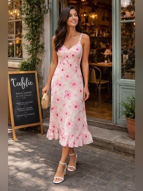 Denver Hayes Pink Floral Print Dress